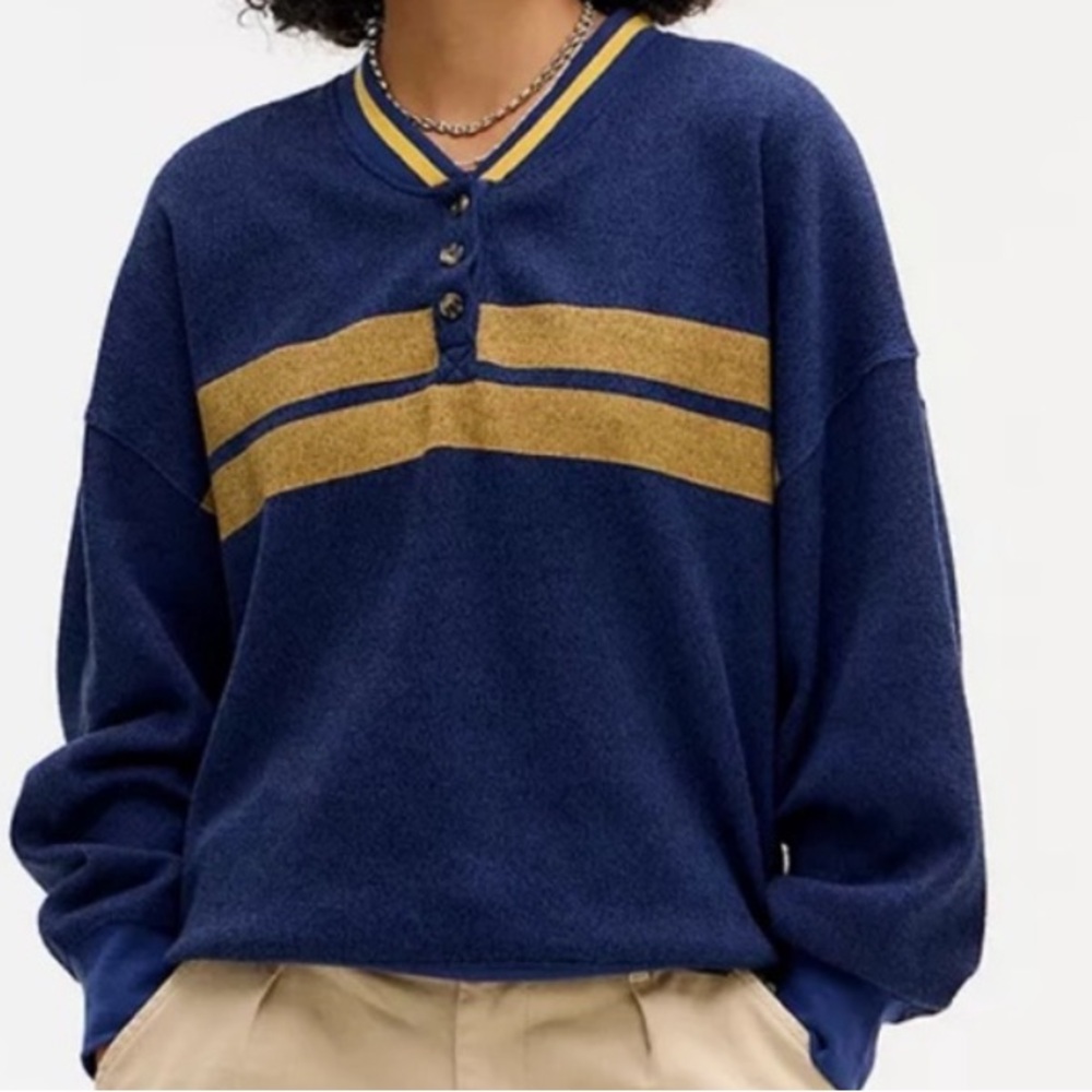 Urban Outfitters BDG Cameron Striped Thermal Long Sleeve Henley Top
